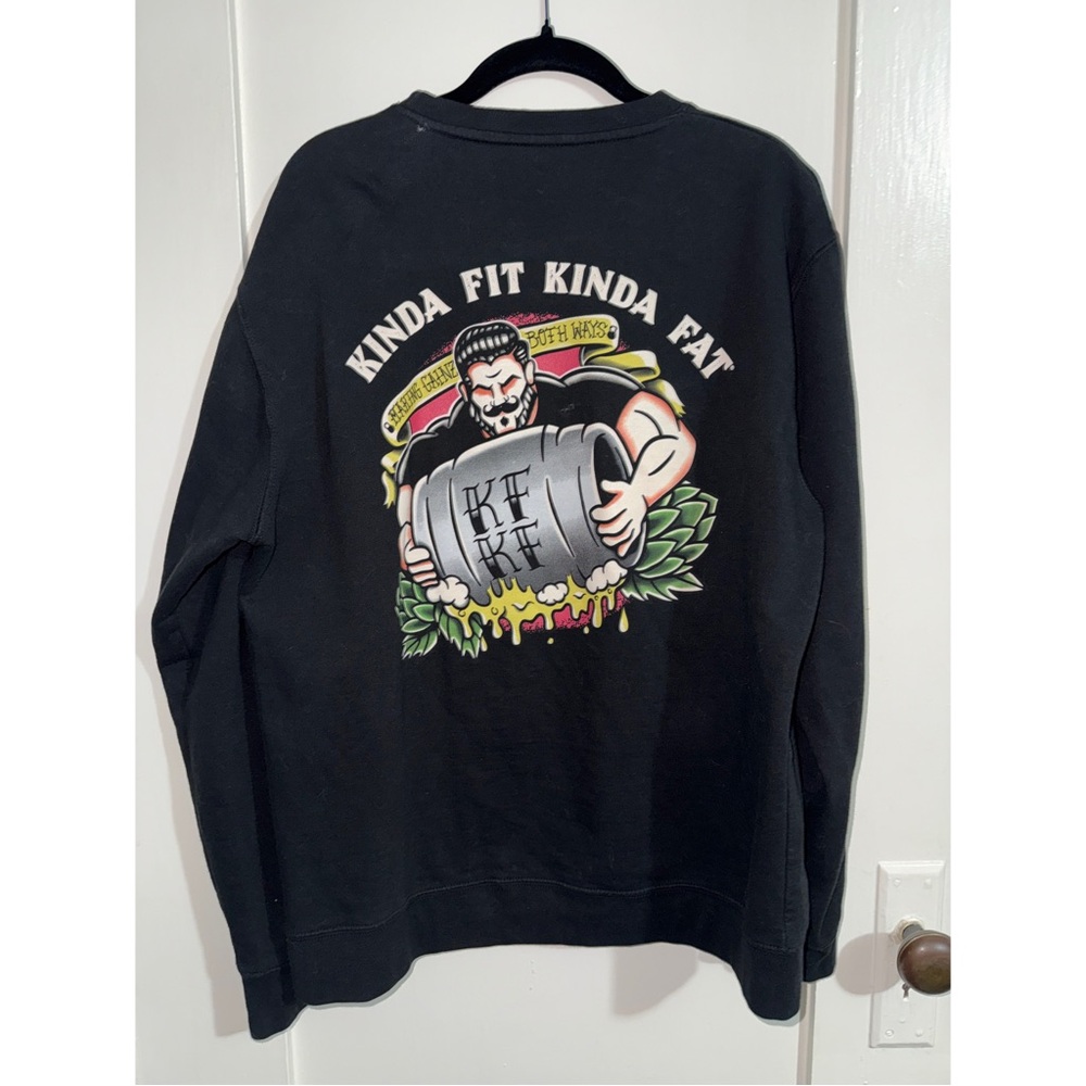 Kinda Fit Kinda Fat Black Graphic Crewneck Sweatshirt